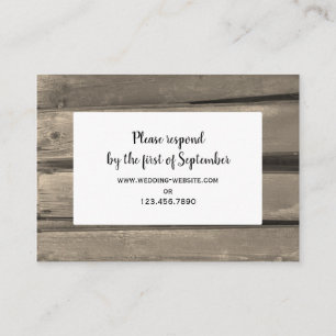 Tarjeta de respuesta RSVP de Country Barn Wood Wed