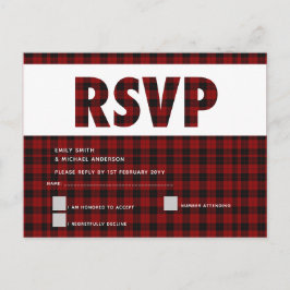 Tarjeta de respuesta RSVP de cuadros de Búfalo mod