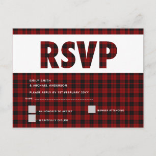 Tarjeta de respuesta RSVP de cuadros de Búfalo mod