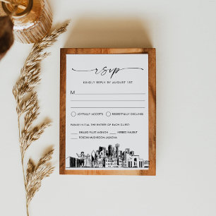 Tarjeta de respuesta RSVP de Dallas Skyline Weddin
