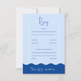 Tarjeta de respuesta RSVP de destino azul moderno