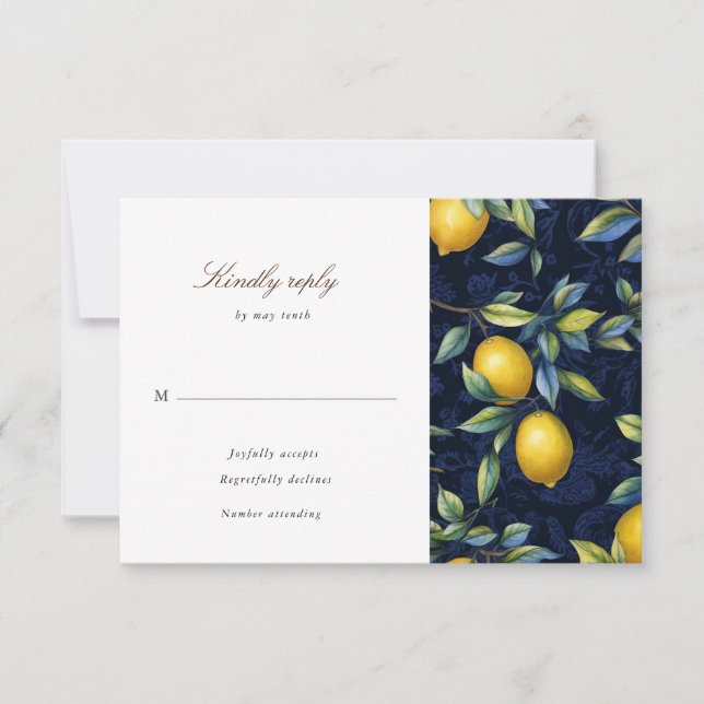 Tarjeta de respuesta RSVP de destino de Lemon Tree (Anverso)