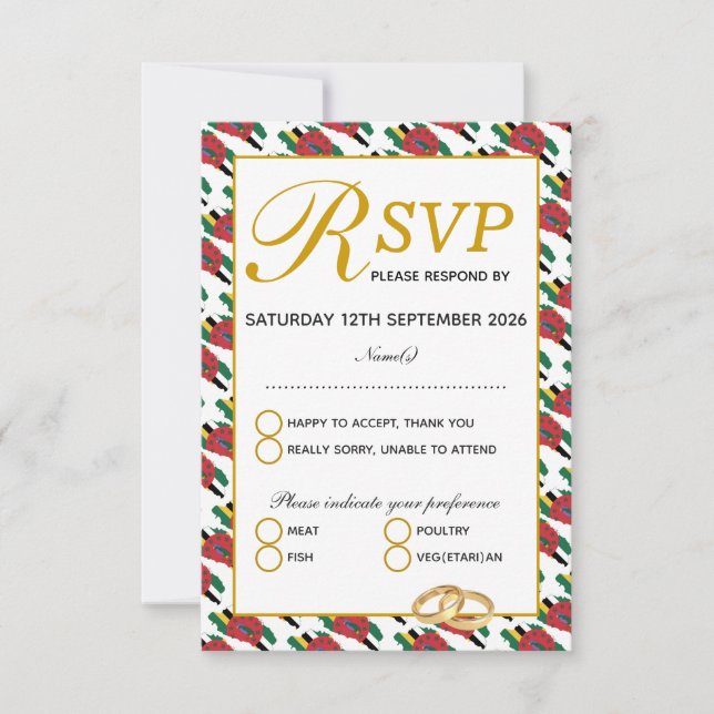 Tarjeta de respuesta RSVP de DOMINICA Custom Weddi (Anverso)