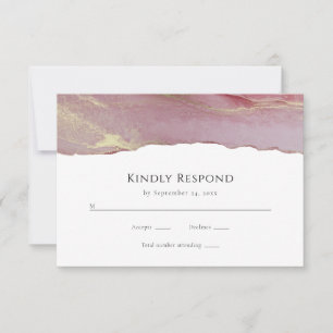 Tarjeta de respuesta RSVP de Dusty Pink Wedding