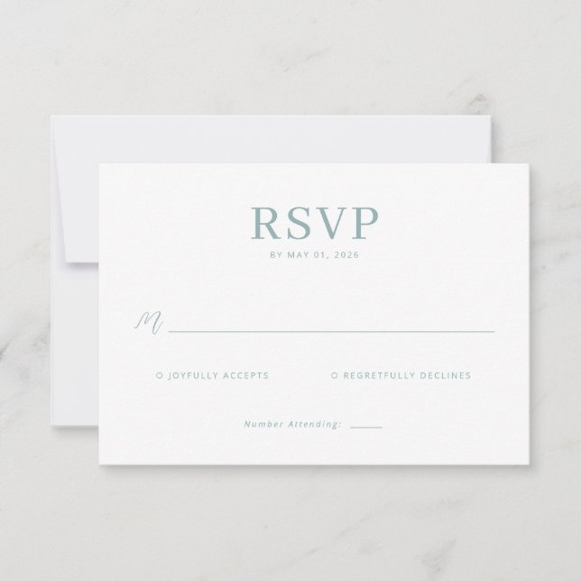 Tarjeta de Respuesta RSVP de Elegant Mint (Anverso)