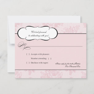 Tarjeta de respuesta RSVP de encaje francés rosa