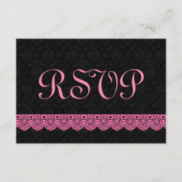 Tarjeta de respuesta RSVP de encaje V16 PINK y NEG
