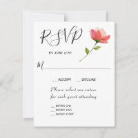 Tarjeta de respuesta RSVP de entrada elegante flor