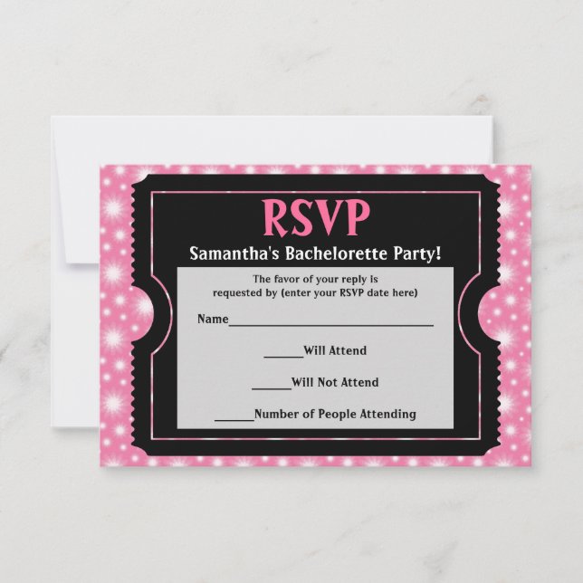 Tarjeta de respuesta RSVP de entradas para Fiesta  (Anverso)