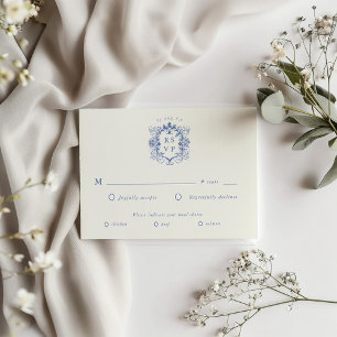 Tarjeta de respuesta RSVP de Escudo floral vintage