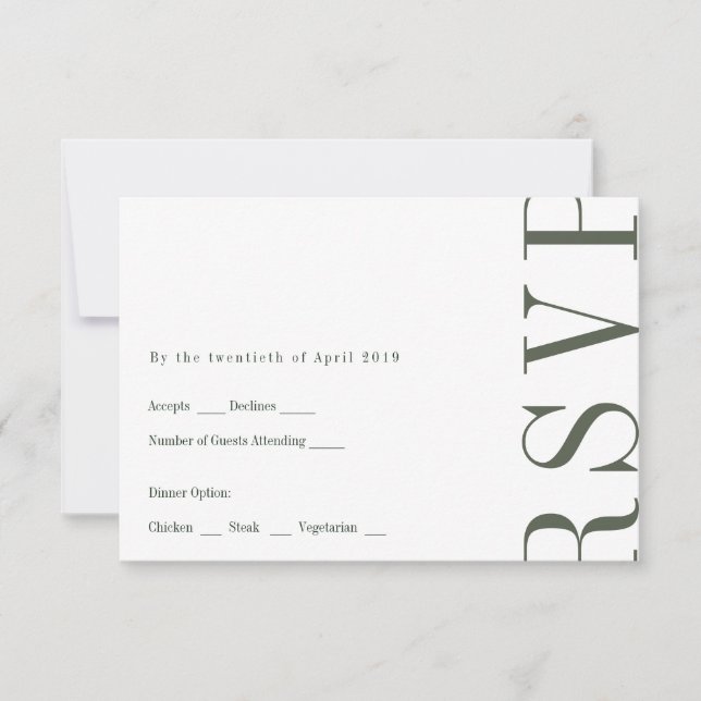 Tarjeta de respuesta RSVP de estilo editorial (Anverso)