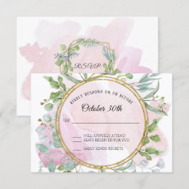 Tarjeta de respuesta RSVP de Eucalyptus Gold Wreat