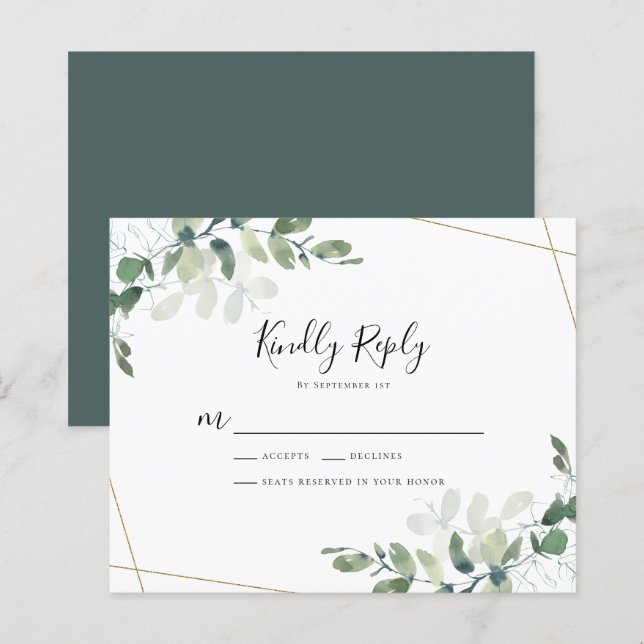 Tarjeta de respuesta RSVP de Eucalyptus Wedding (Anverso / Reverso)