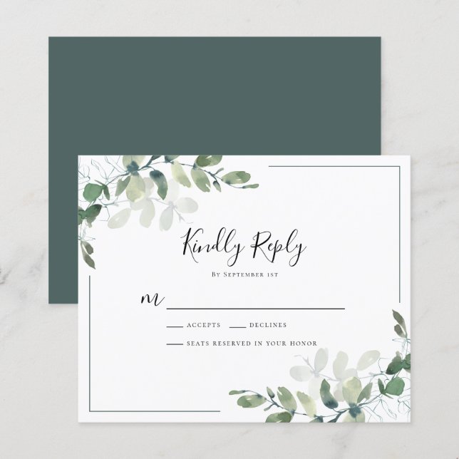 Tarjeta de respuesta RSVP de Eucalyptus Wedding (Anverso / Reverso)