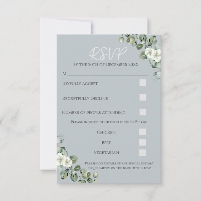 Tarjeta de respuesta RSVP de Eucalyptus Wedn Moder (Anverso)