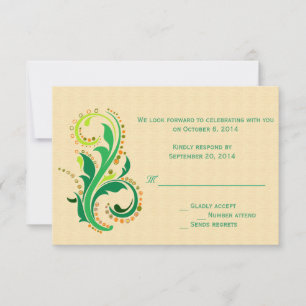 Tarjeta de respuesta RSVP de flora de remolino ver
