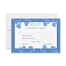 Tarjeta de respuesta RSVP de Floral Azul Dusty Rom
