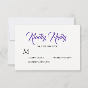 Tarjeta de respuesta RSVP de Floral Púrpura Blanca