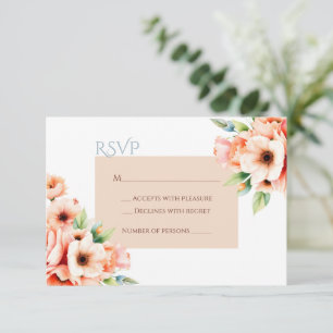 Tarjeta de respuesta RSVP de floral rosa elegante