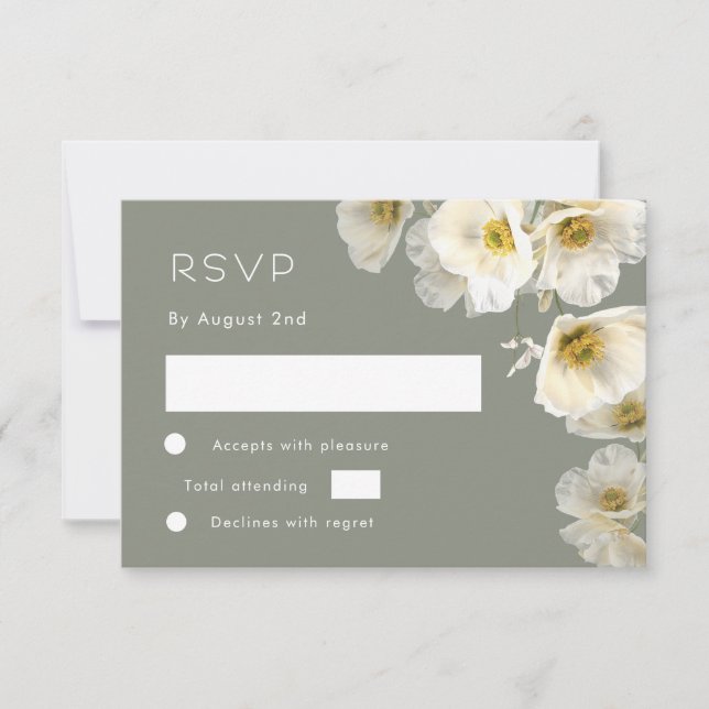 Tarjeta de respuesta RSVP de flores transparentes  (Anverso)