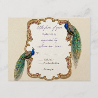 Tarjeta de respuesta RSVP de Golden Peacock and Ca