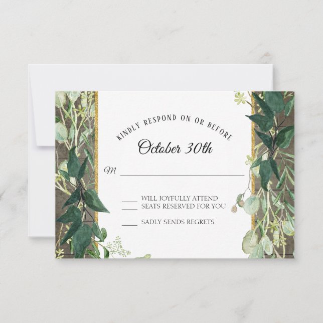 Tarjeta de respuesta RSVP de hoja de eucalipto de  (Anverso)