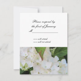 Tarjeta de respuesta RSVP de Hortensia Blanca