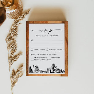 Tarjeta de respuesta RSVP de Houston Skyline Weddi
