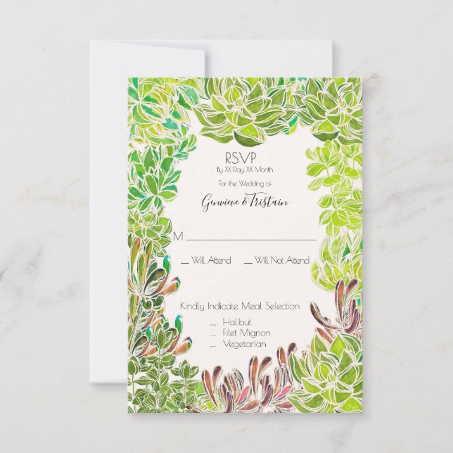 Tarjeta de respuesta RSVP de invitación a boda de  (Anverso)