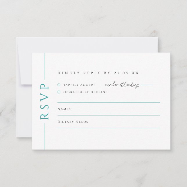 Tarjeta de respuesta RSVP de invitación a la boda  (Anverso)