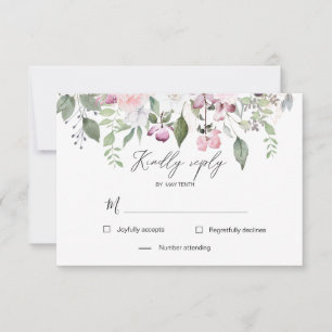 Tarjeta de respuesta RSVP de jardín de rosas elega