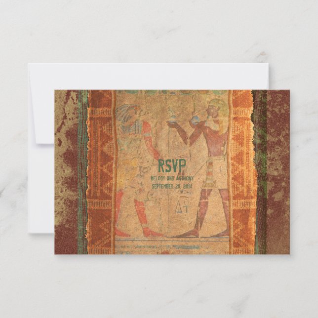 Tarjeta de respuesta RSVP de la antigua boda egipc (Anverso)