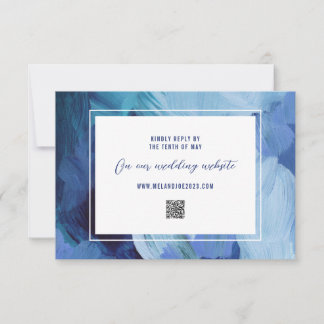 Tarjeta de respuesta RSVP de la boda azul pintada