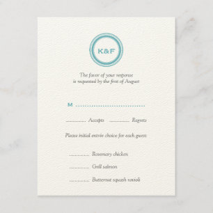 Tarjeta de respuesta RSVP de la boda azul verde az