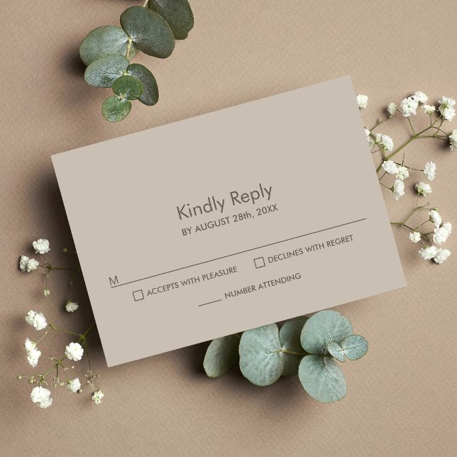 Tarjeta de respuesta RSVP de la boda Beige moderna (Subido por el creador)