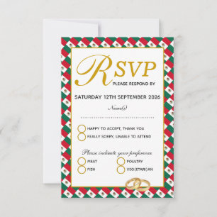 Tarjeta de respuesta RSVP de la boda cristiana de