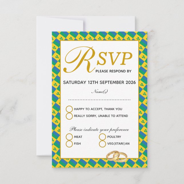 Tarjeta de respuesta RSVP de la boda cristiana ST  (Anverso)