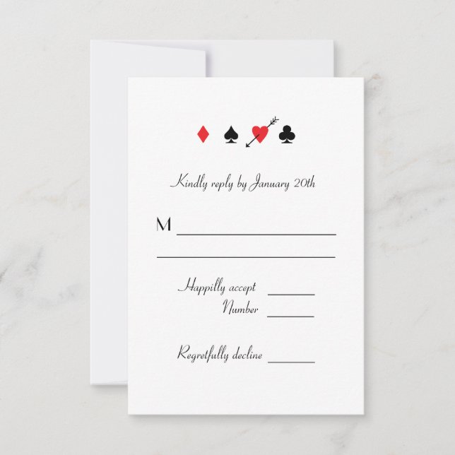 Tarjeta de respuesta RSVP de la boda de amor Struc (Anverso)