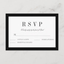 Tarjeta de respuesta RSVP de la boda de borde negr