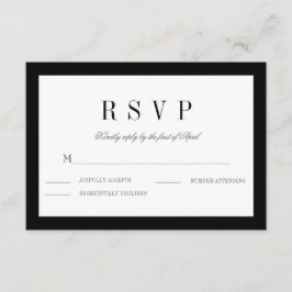 Tarjeta de respuesta RSVP de la boda de borde negr