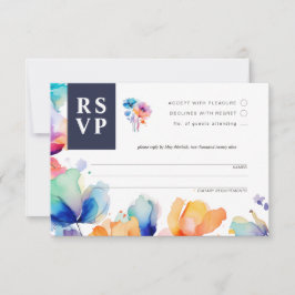 Tarjeta de respuesta RSVP de la boda de color de a