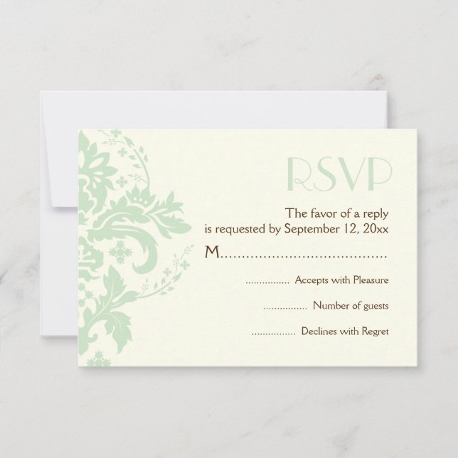 Tarjeta de respuesta RSVP de la boda de Damasco ve (Anverso)