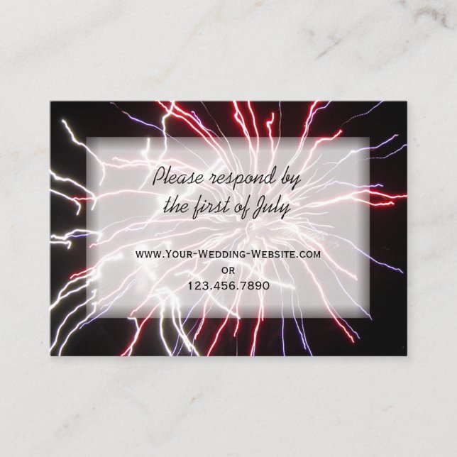 Tarjeta de respuesta RSVP de la boda de fuegos art (Anverso)