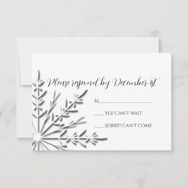 Tarjeta de respuesta RSVP de la boda de invierno c (Anverso)