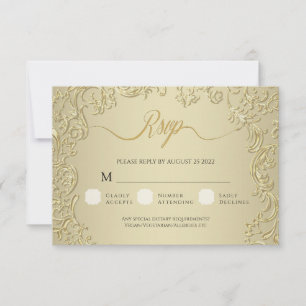 Tarjeta de respuesta RSVP de la boda de la damásca