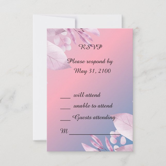 Tarjeta de respuesta RSVP de la boda de la flor de (Anverso)