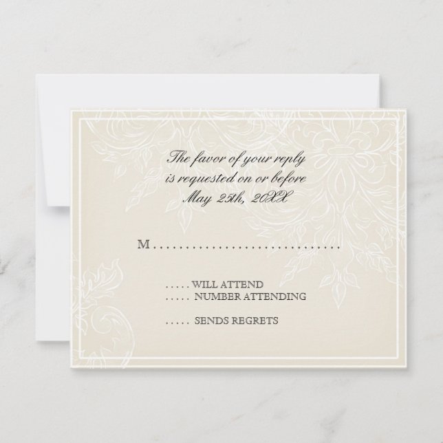 Tarjeta de respuesta RSVP de la boda de la gloria  (Anverso)