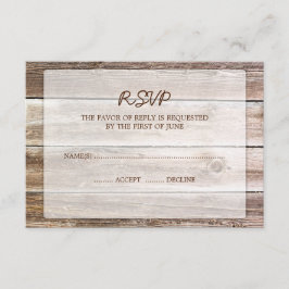 Tarjeta de respuesta RSVP de la boda de la madera
