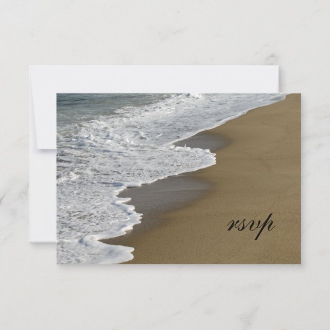 Tarjeta de respuesta RSVP de la boda de las olas d (Anverso)