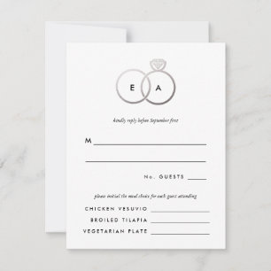 Tarjeta de respuesta RSVP de la boda de los anillo